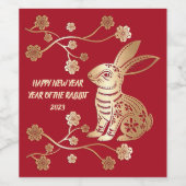 ゴールデン中国のフローララビットの新年2023赤 ワインラベル (シングルラベル)