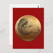 ゴールデン中国のラム年2はがき ポストカード (正面/裏面)