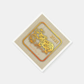 ゴールデン中国の紙カットオックス年2021 PN スタンダードカクテルナプキン (角)