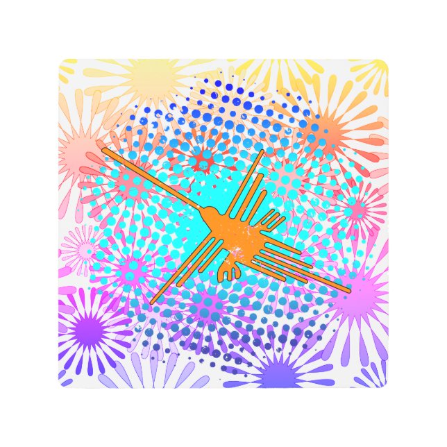 ゴールデン動揺してナスカラインハミングバード メタルプリント (正面)