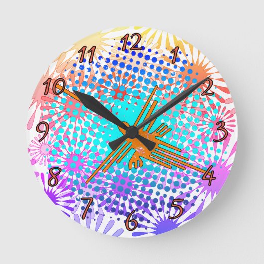 ゴールデン動揺してナスカラインハミングバード ラウンド壁時計 (正面)