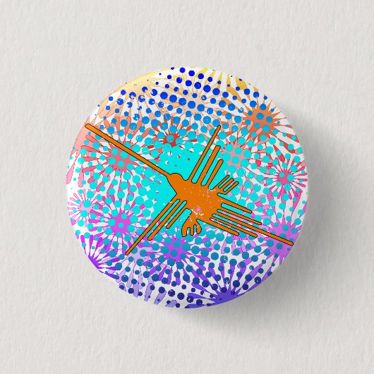 ゴールデン動揺してナスカラインハミングバード 缶バッジ (正面)