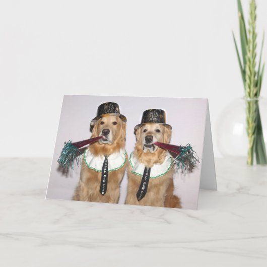 ゴールデン吹レトリバーの新年の角 カード (正面)