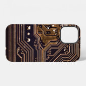 ゴールデン回路基板。電子計算機ハードウェア iPhoneケース (裏面横)