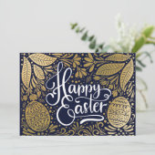 ゴールデン図解入りの、写真付きのイースターフォトカード シーズンカード (スタンド正面)