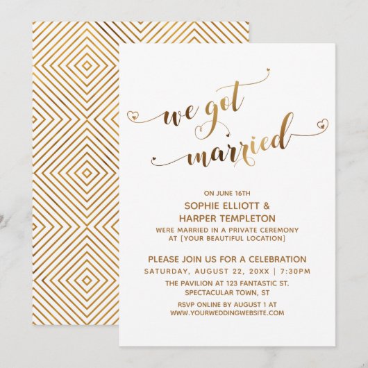 ゴールデン夫婦 結婚後お披露目パーティー 招待状 (正面/裏面)