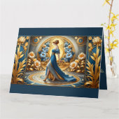 ゴールデン女神インアールヌーボー開花 カード (黄色い花)