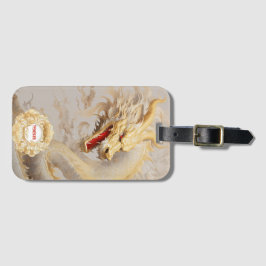 ゴールデン威厳のあるドラゴンとアイボリー ラゲッジタグ