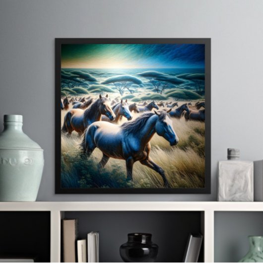 ゴールデン威厳のあるフィールドでのスタンピード ポスター