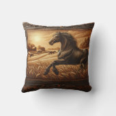 ゴールデン威厳のあるフィールドを駆け抜ける馬 クッション (裏面)