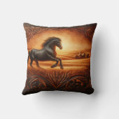 ゴールデン威厳のあるフィールドを駆け抜ける馬 クッション (裏面)