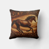 ゴールデン威厳のあるフィールドを駆け抜ける馬 クッション (裏面)