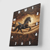 ゴールデン威厳のあるフィールドを駆け抜ける馬 スクエア壁時計 (傾斜)