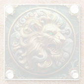 ゴールデン威厳のあるライオンエンブレムデザイン ガラスコースター (裏面)