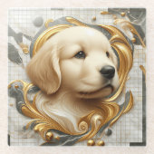 ゴールデン威厳のあるレトリエバーマーブルエッセンス ガラスコースター (正面)