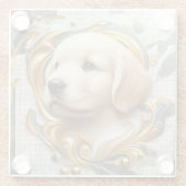 ゴールデン威厳のあるレトリエバーマーブルエッセンス ガラスコースター (裏面)