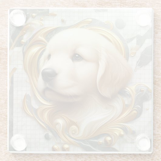 ゴールデン威厳のあるレトリエバーマーブルエッセンス ガラスコースター (裏面)