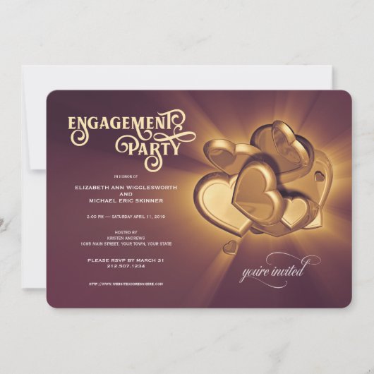 ゴールデン婚約パーティ招待状 案内状 (正面)