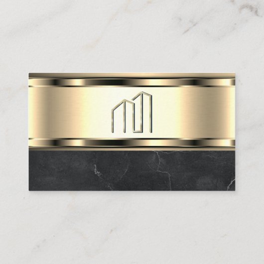 ゴールデン実在エステートのロゴ |金属製の金ゴールド大理石 名刺 (裏面)