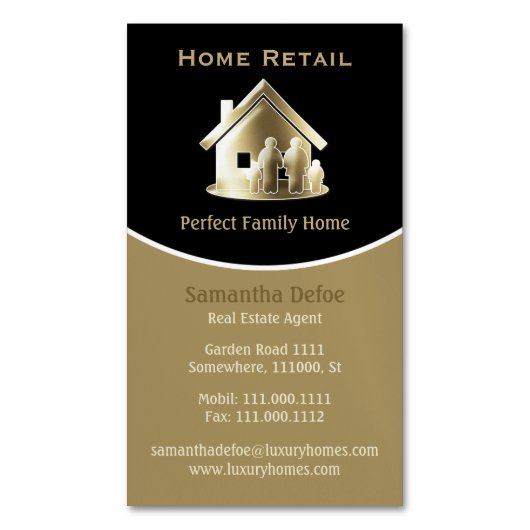 ゴールデン実在エステートエージェントパーフェクトファミリーホーム マグネット名刺 (正面縦)