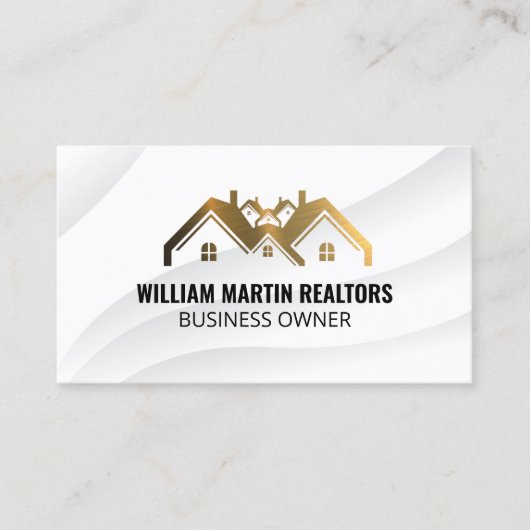 ゴールデン実在エステート屋根メタリックロゴ 名刺 (正面)