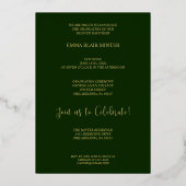 ゴールデン実在クラシックフォトグリーンシェード卒業 箔招待状 (裏面)