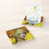 ゴールデン小妖精や小人フェアリー妖精ファンタジーアート ガラスコースター (アングル)