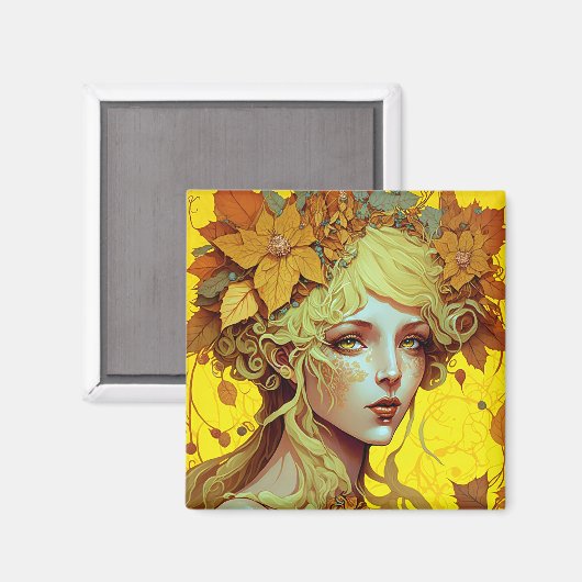 ゴールデン小妖精や小人フェアリー妖精ファンタジーアート マグネット (正面/裏面)