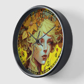 ゴールデン小妖精や小人フェアリー妖精ファンタジーアート 壁時計 (傾斜)