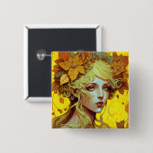 ゴールデン小妖精や小人フェアリー妖精ファンタジーアート 缶バッジ (正面&裏面)