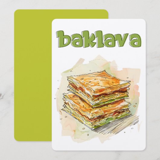 ゴールデン層の喜び：バクラバبقلاوة فستق حلبي 招待状 (正面/裏面)