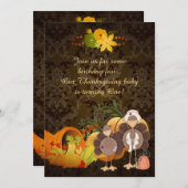 ゴールデン感謝祭トルコ少女の1歳の誕生日 招待状 (正面/裏面)