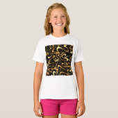 ゴールデン抽象スパイラルパターン Tシャツ (正面フル)