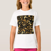 ゴールデン抽象スパイラルパターン Tシャツ (正面)