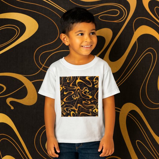 ゴールデン抽象スパイラルパターン Tシャツ