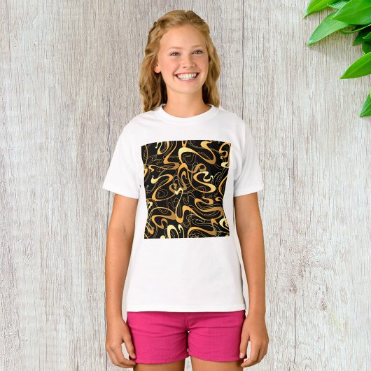 ゴールデン抽象スパイラルパターン Tシャツ