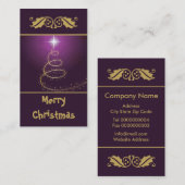 ゴールデン抽象芸術クリスマスツリー白熱［赤熱］光を放つオン紫 名刺 (正面/裏面)