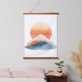 ゴールデン抽象芸術マウンテンピークサンライズ 吊り下げ型タペストリー (寝室)