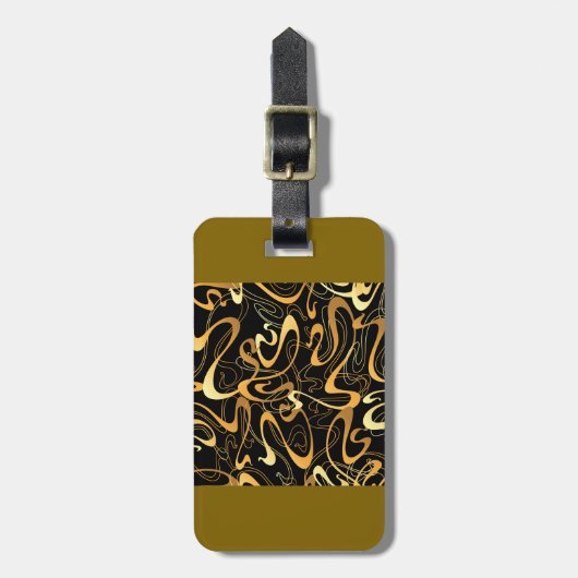ゴールデン抽象芸術旋回パターン ラゲッジタグ (正面縦)
