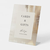 ゴールデン抽象芸術 |エレガントなウェディングカードとギフト 台座サイン (正面)