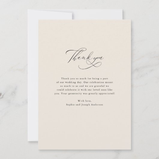 ゴールデン抽象芸術 |エレガントな結婚式 サンキューカード (裏面)