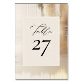 ゴールデン抽象芸術 |エレガントな結婚式 テーブルナンバー (正面)