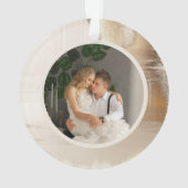 ゴールデン抽象芸術 |クリスマス結婚したの最初の写真 オーナメント (裏面)