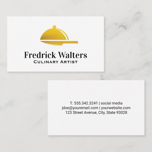 ゴールデン料理配膳盆ナイフロゴ 名刺 (正面/裏面)