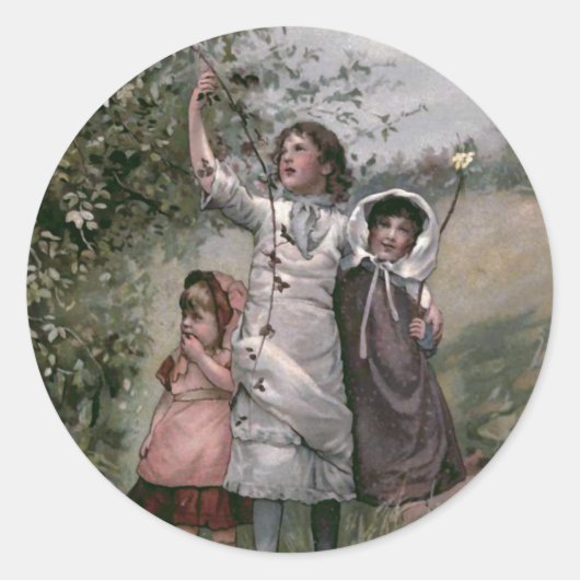 ゴールデン日ヴィンテージブックイラストレーション ラウンドシール (正面)