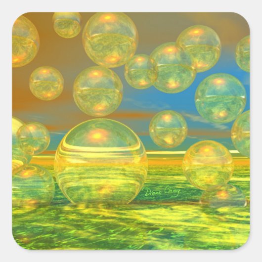 ゴールデン日- Yellow & Azure Qualtivity スクエアシール (正面)