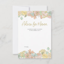 ゴールデン春の花ベビーシャワーアドバイスカード 招待状