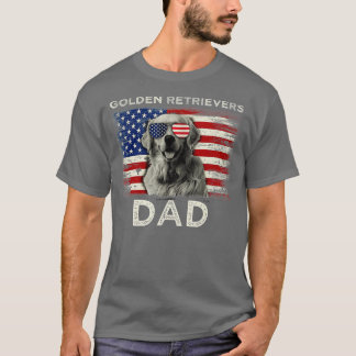 ゴールデン最高のレトリバーパパエバーアメリカンフラグ4th tシャツ
