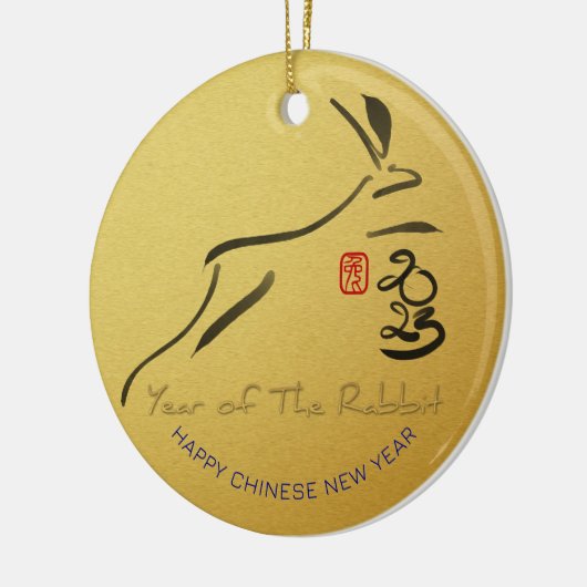 ゴールデン月中国のうさぎ年2023 COセラミックO セラミックオーナメント (左)