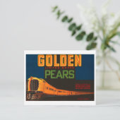 ゴールデン梨ヴィンテージフルーツクレートラベル ポストカード (スタンド正面)